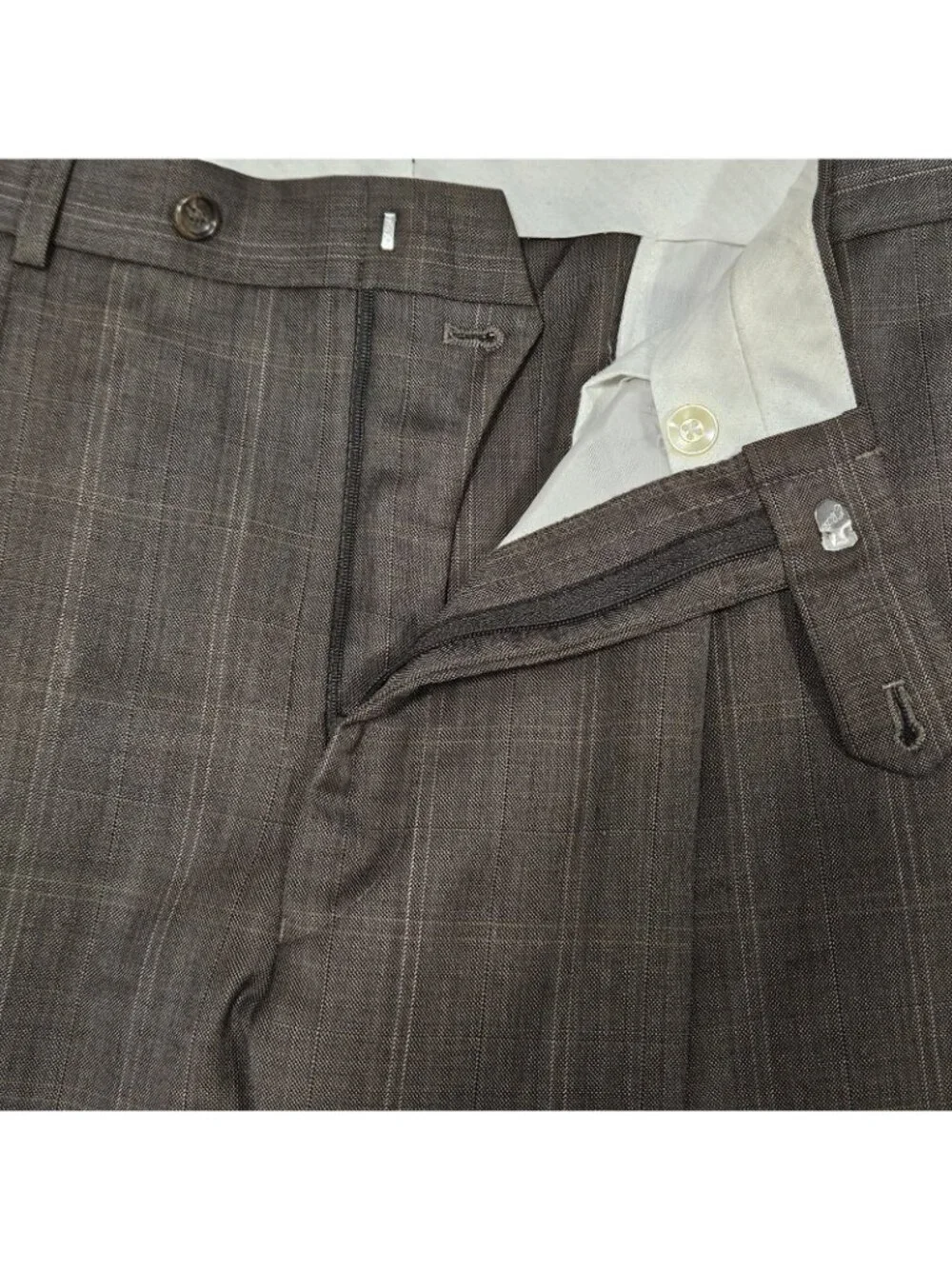 Jones New York Brown 100% Wool Full Suit 2 Piece Set 2 Button Notch 40L 35x30